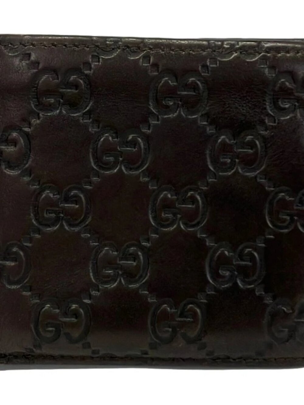 GUCCI Guccissima 146223 Dark Brown Leather Bifold Wallet